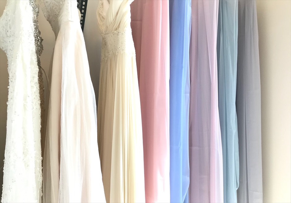 wedding dress items セブ島フォトウェディングのカノンにくすみカラーのサッシュベルトが入荷